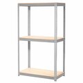Global Industrial 3 Shelf, Boltless Shelving, Starter, Solid Deck, 3600 lb Cap, 96inW x 24inD x 84inH 785568GY